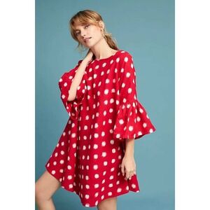 NorBlack NorWhite Dress Women XS Small Red Polka Dot Bell Sleeve Shift Anthro